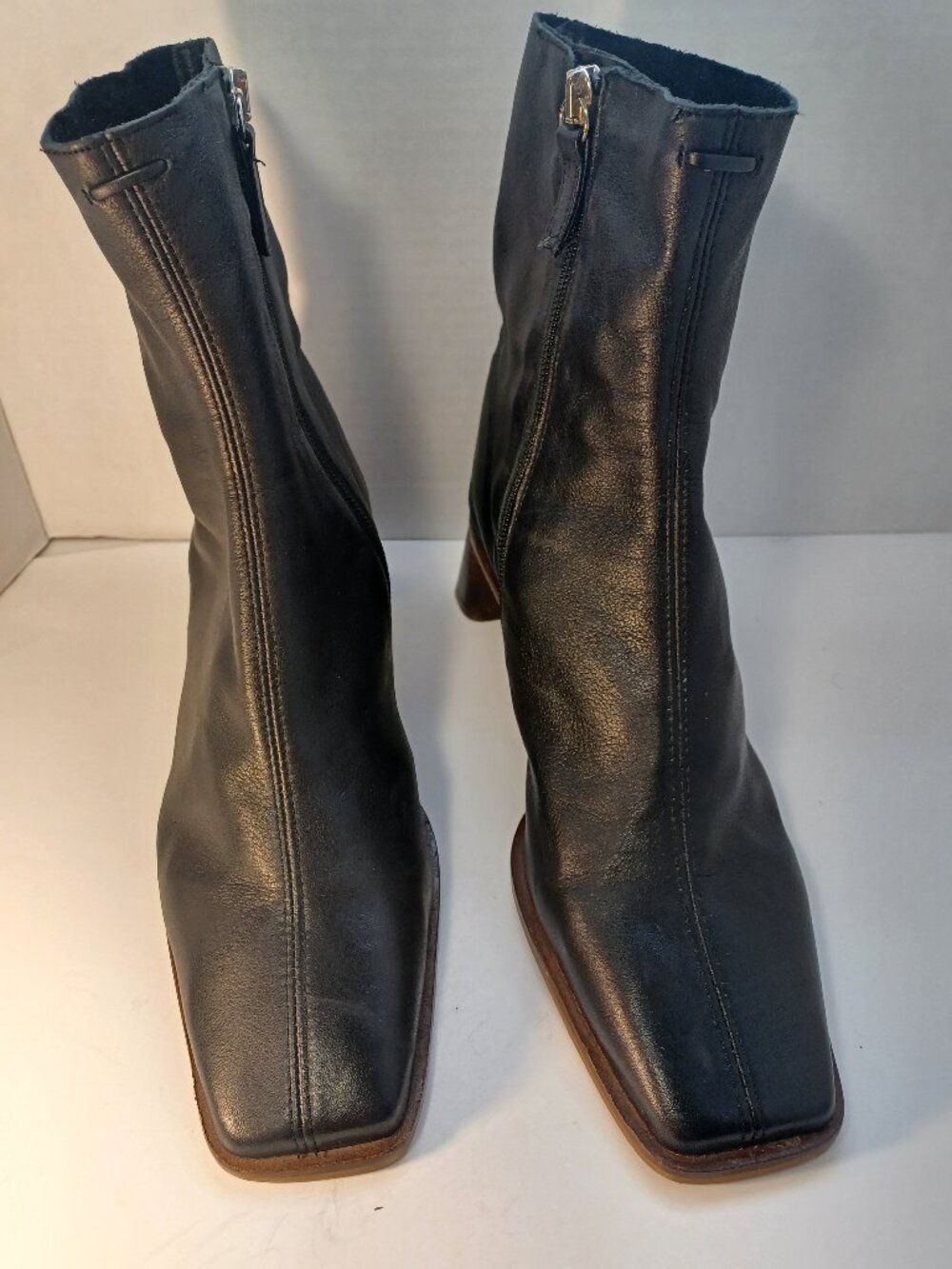 TOPSHOP Black Leather Ankle Boots Size 39 (US 9)
